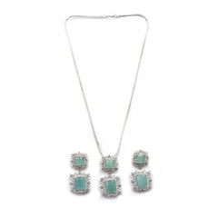 Women's Brass Silver Plated Pendant Set (Mint)