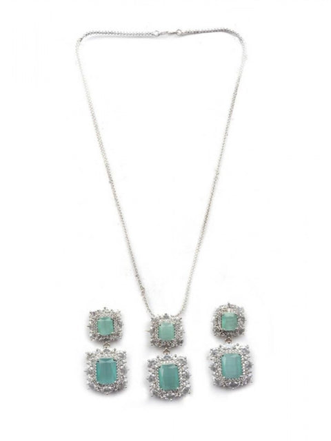 Women's Brass Silver Plated Pendant Set (Mint)