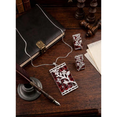 Women's Brass Silver Plated Pendant Set (Red)