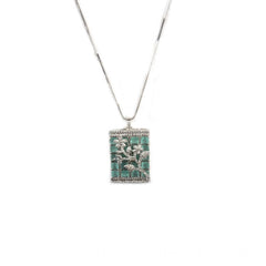Women's Brass Silver Plated Pendant Set (Turquoise)