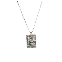 Women's Brass Silver Plated Pendant Set (Multicolor)