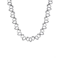 Women's Brass Silver Plated Necklace set (Silver)