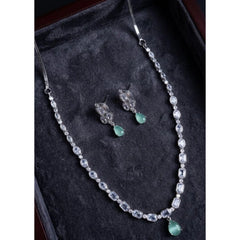 Women's Brass Silver Plated Necklace set (Turquoise)