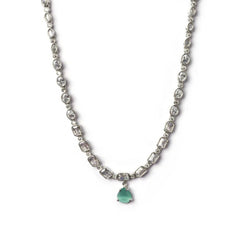 Women's Brass Silver Plated Necklace set (Turquoise)