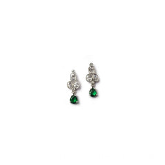 Women's Brass Silver Plated Necklace set (Green)