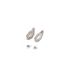 Women's Brass Silver Plated Necklace set (Pink)