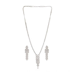 Women's Brass Silver Plated Necklace set (Silver)