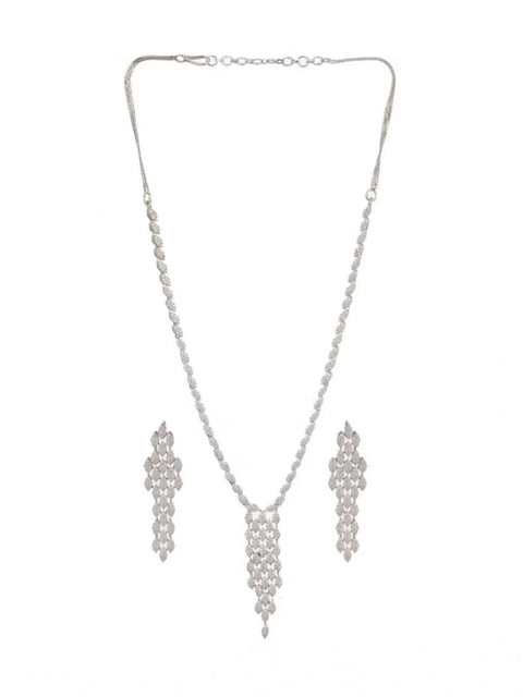 Women's Brass Silver Plated Necklace set (Silver)