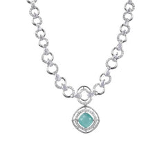 Women's Brass Silver Plated Necklace set (Turquoise)
