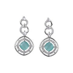 Women's Brass Silver Plated Necklace set (Turquoise)