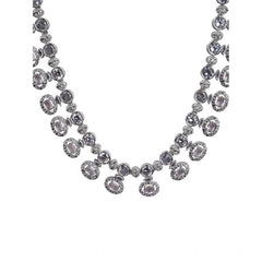 Women's Brass Silver Plated Necklace set (White)