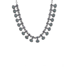 Women's Brass Silver Plated Necklace set (Turquoise)
