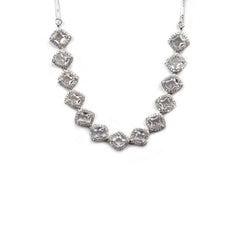 Women's Brass Silver Plated Necklace set (White)