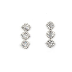 Women's Brass Silver Plated Necklace set (White)