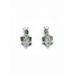 Women's Brass Silver Plated Necklace set (Green)