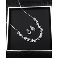 Women's Brass Silver Plated Necklace set (Turquoise)