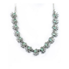 Women's Brass Silver Plated Necklace set (Turquoise)