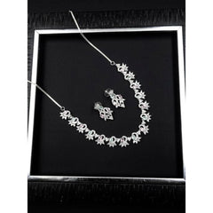 Women's Brass Silver Plated Necklace set (Multicolor)