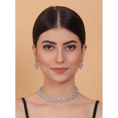Women's Brass Silver Plated Necklace set (Multicolor)