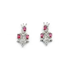 Women's Brass Silver Plated Necklace set (Red)