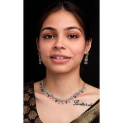 Women's Brass Silver Plated Necklace set (Multicolor)