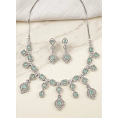 Women's Brass Silver Plated Necklace set (Turquoise)