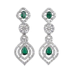 Women's Brass Silver Plated Necklace set (Green)