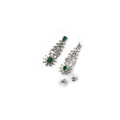 Women's Brass Silver Plated Necklace set (Green)