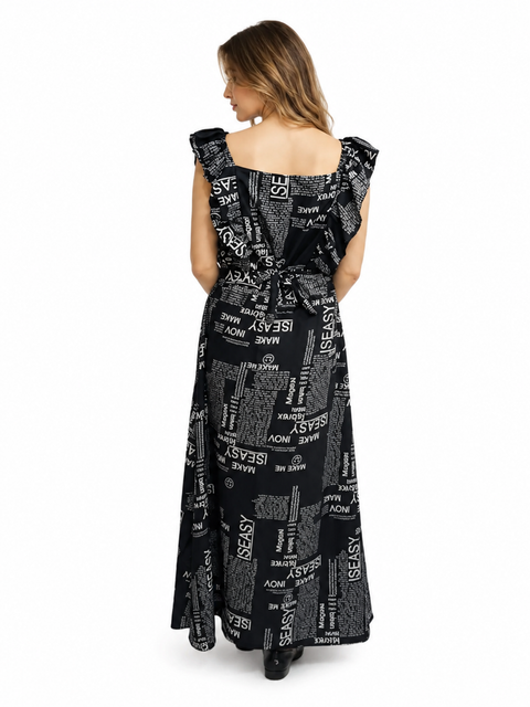 Women's Casual Crepe Sleeveless Dress (Black)
