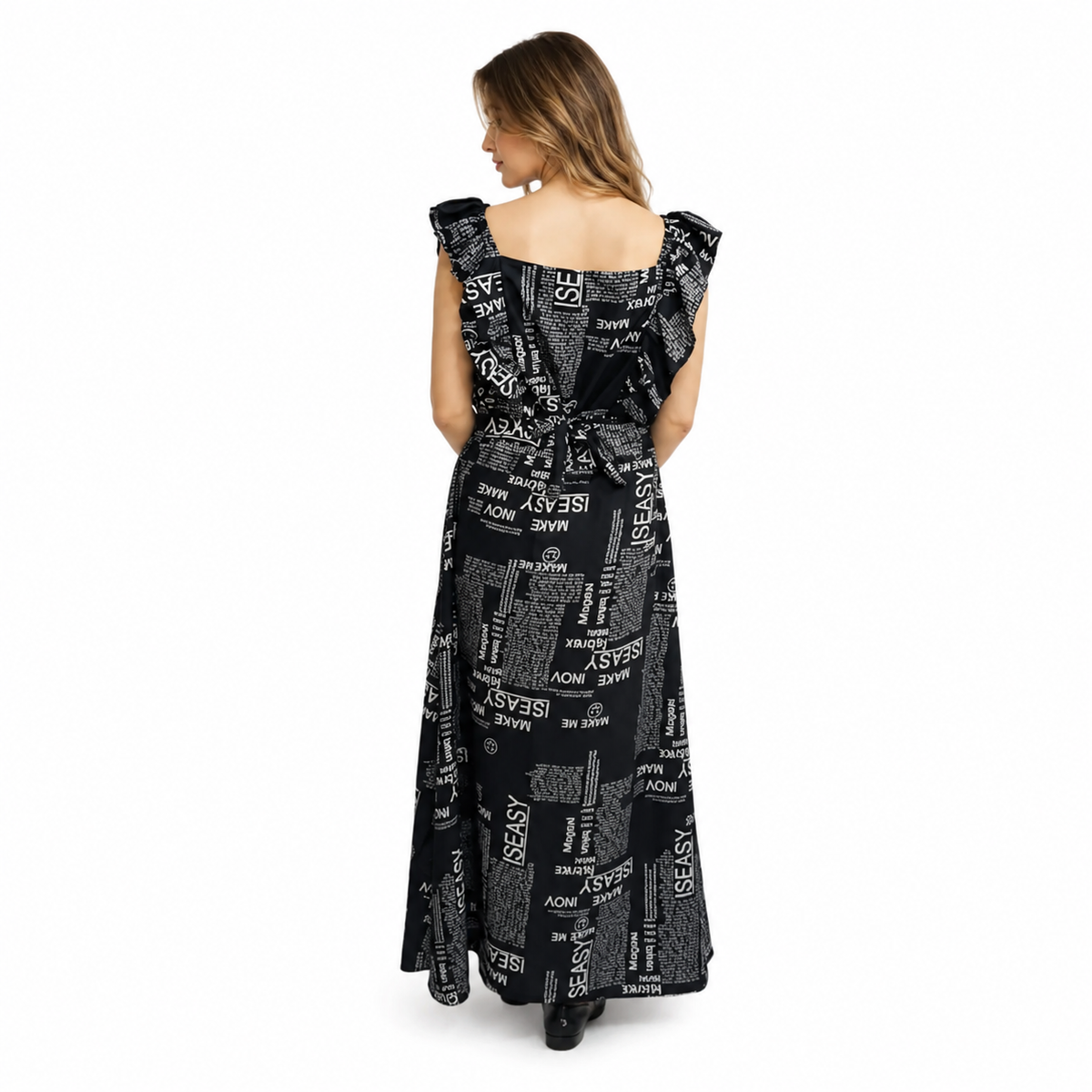 Women's Casual Crepe Sleeveless Dress (Black)