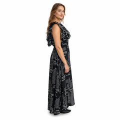 Women's Casual Crepe Sleeveless Dress (Black)