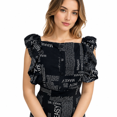 Women's Casual Crepe Sleeveless Dress (Black)