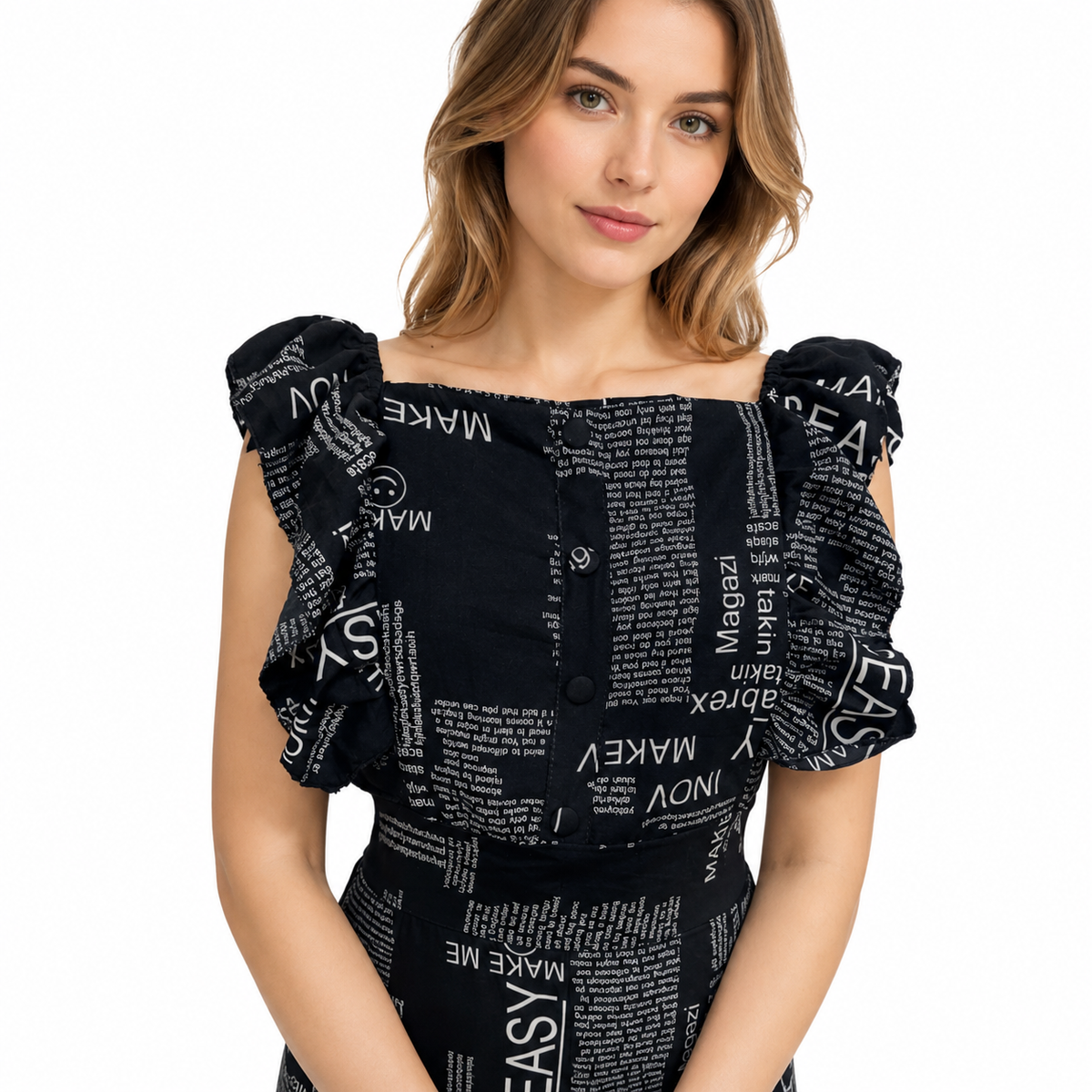 Women's Casual Crepe Sleeveless Dress (Black)