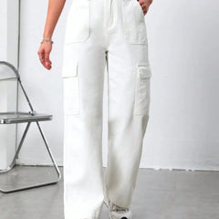 White 6 Pockets Cargo