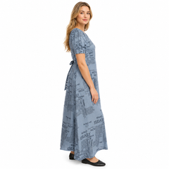 Women's Casual Crepe Half Sleeves Dress (Grey)