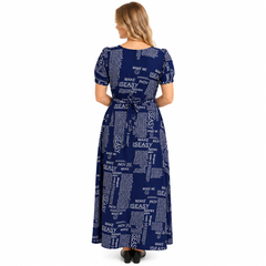 Women's Casual Crepe Half Sleeves Dress (Blue)