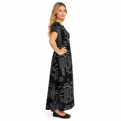 Women's Casual Crepe Half Sleeves Dress (Black)
