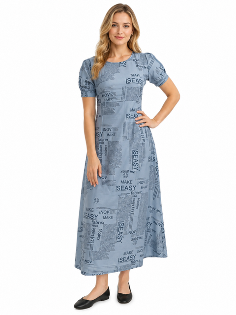 Women's Casual Crepe Half Sleeves Dress (Grey)