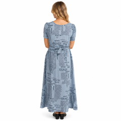 Women's Casual Crepe Half Sleeves Dress (Grey)