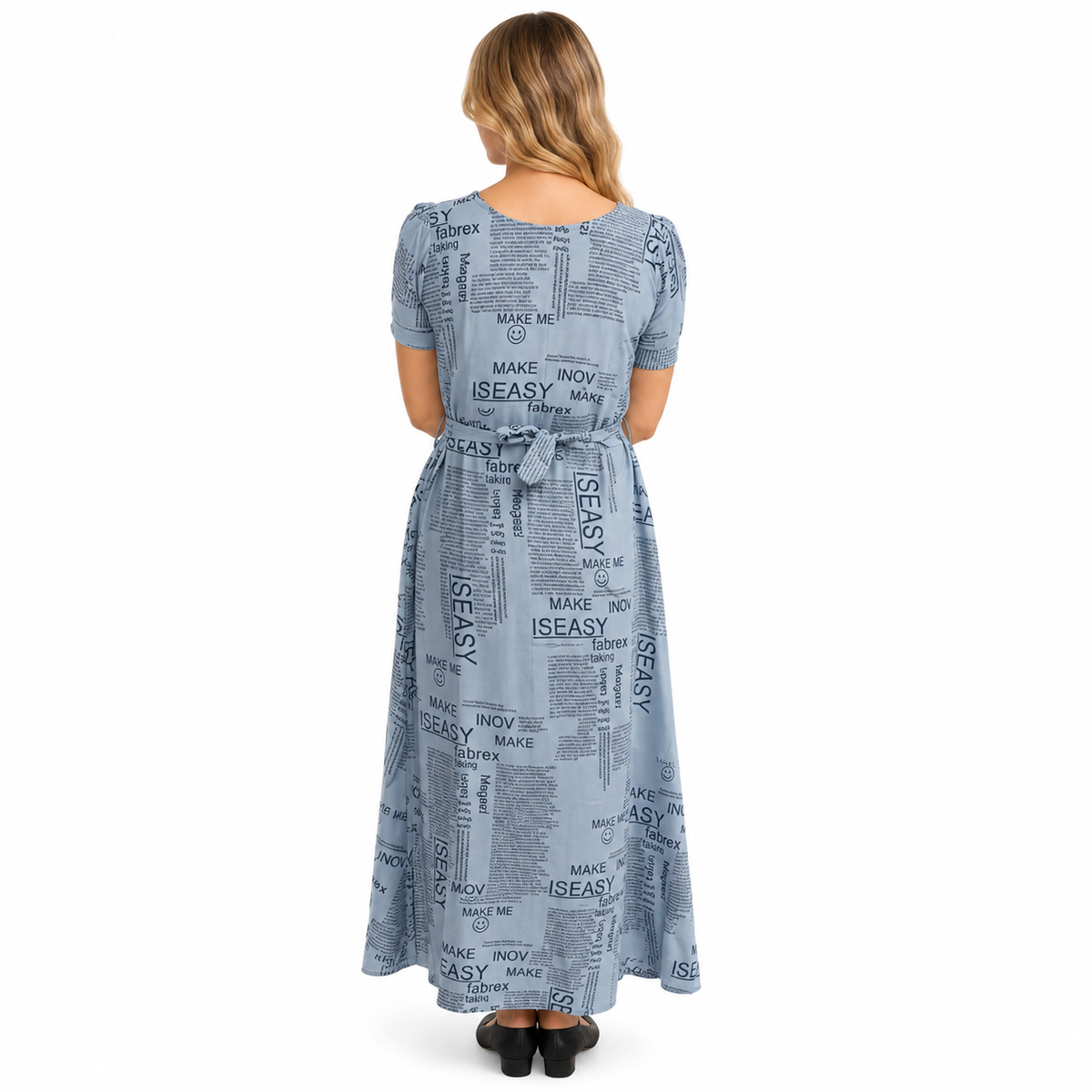 Women's Casual Crepe Half Sleeves Dress (Grey)