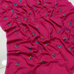 Butterfly Embroidered Mal Cotton Saree