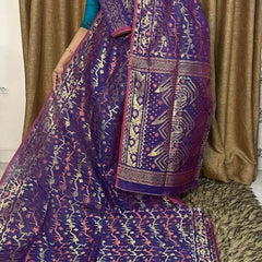 Premium Dhakai Jamdani Saree with Traditional Zari Work