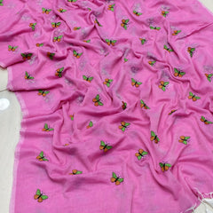 Butterfly Embroidered Mal Cotton Saree
