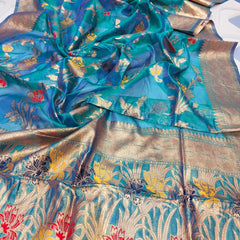 Lite weight party wear transparent pure minakari orghanga Silk