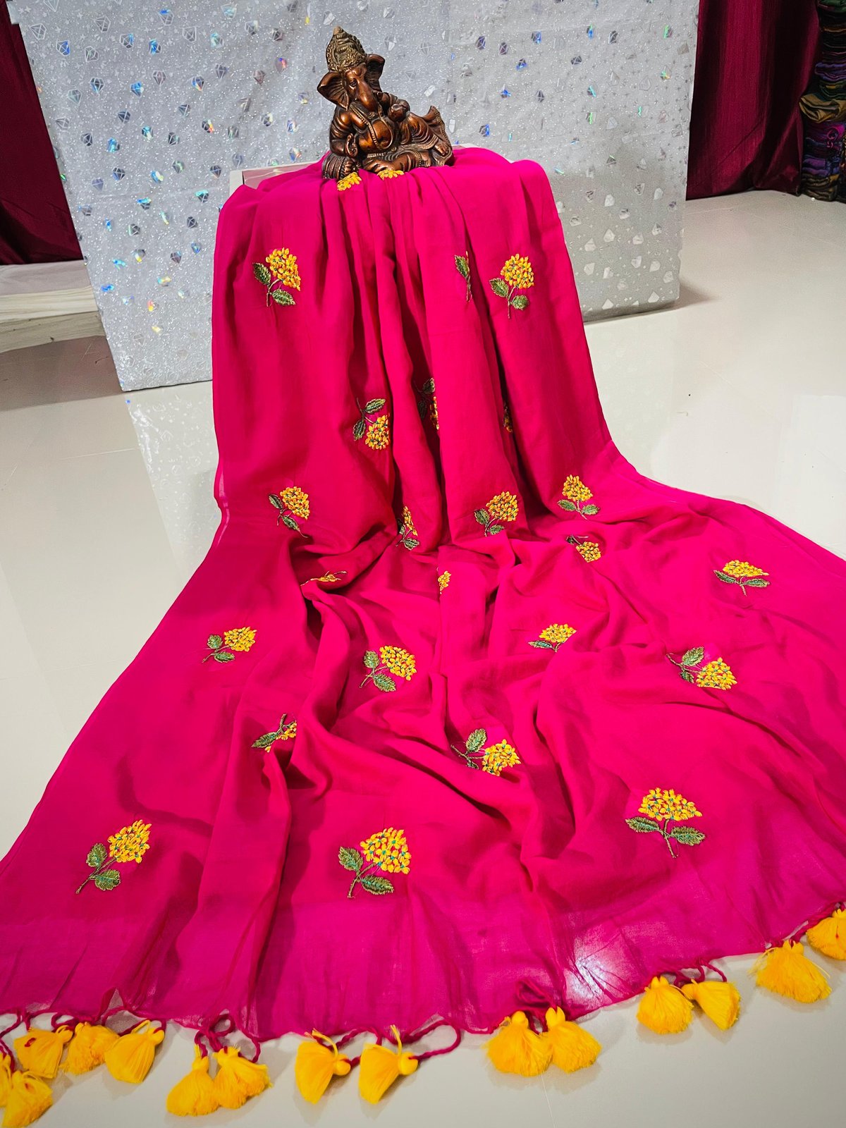 TRENDING PREMIUM MULL COTTON HAND EMBROIDERY SAREE