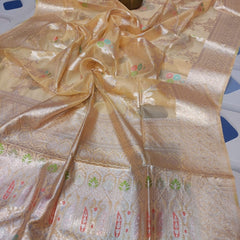 Lite weight party wear transparent pure minakari orghanga Silk
