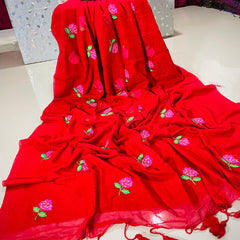 TRENDING PREMIUM MULL COTTON HAND EMBROIDERY SAREE
