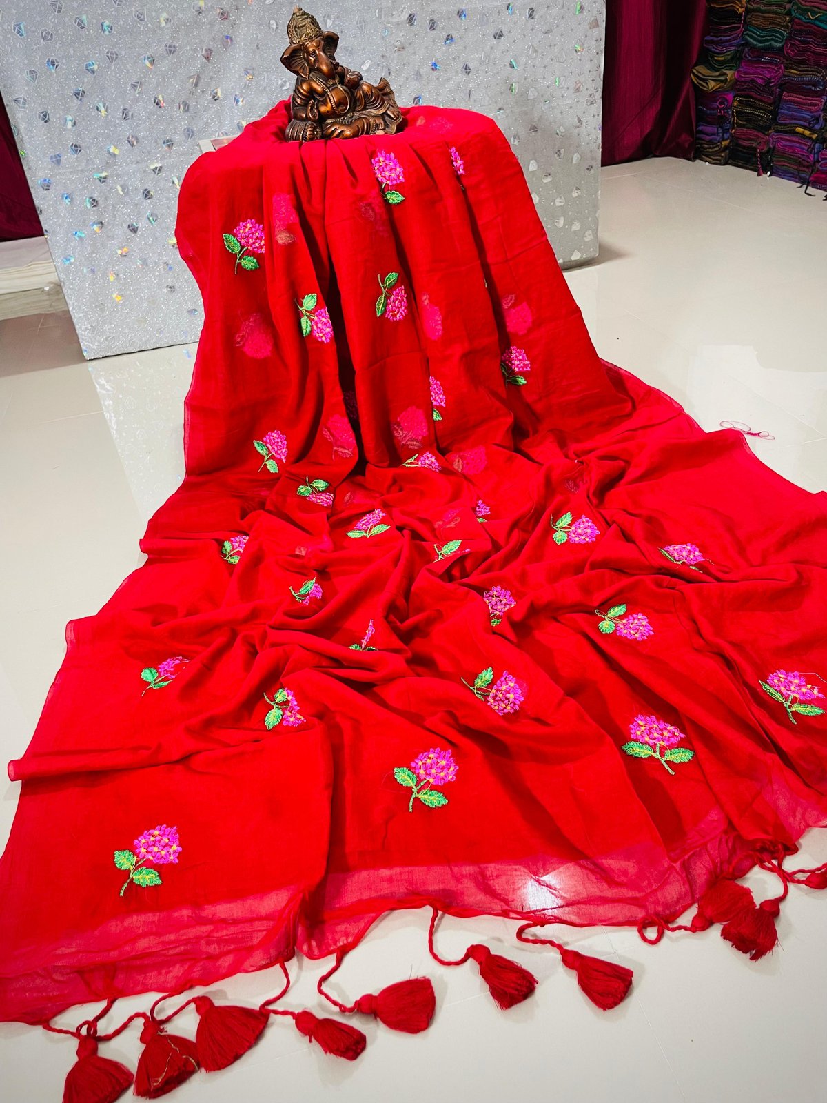 TRENDING PREMIUM MULL COTTON HAND EMBROIDERY SAREE
