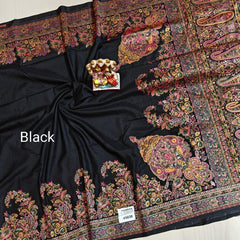 Luxurious Pashmina Silk Saree featuring Intricate Kalka Weave