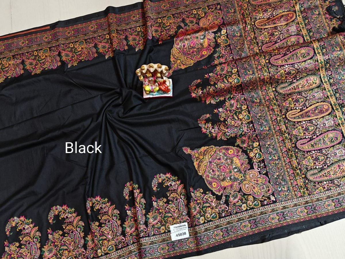 Luxurious Pashmina Silk Saree featuring Intricate Kalka Weave